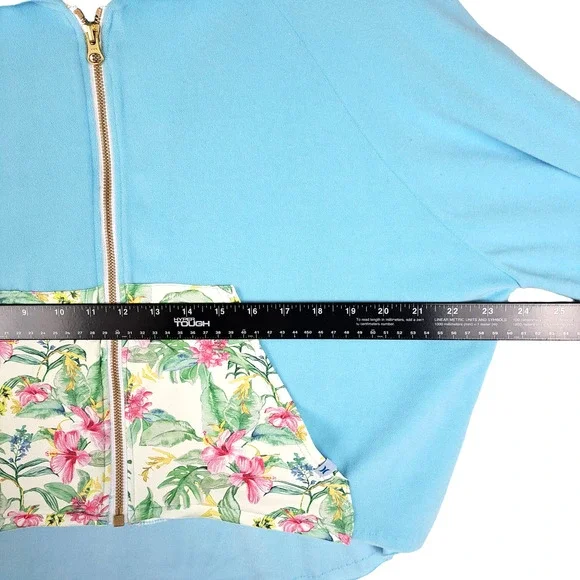 Loveshack Fancy Hurley Hoodie Womens Small Hawaiian Hibiscus Terry Cloth Zip - Picture 5 of 8